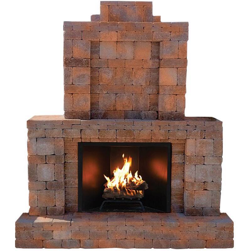 84 in. x 38.5 in. x 94.5 in. Outdoor Stone Fireplace in-Paradise Island Wear