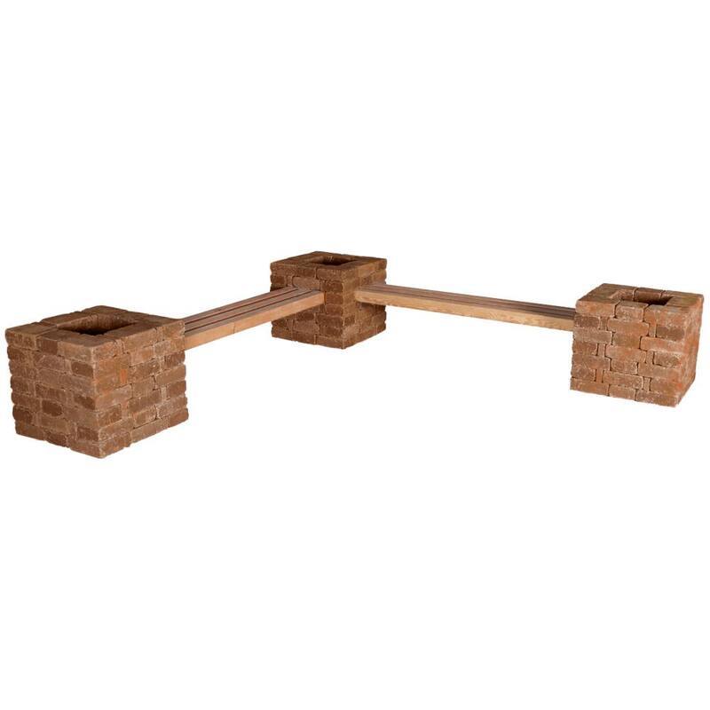 114 in. x 24.5 in. x 17.5 in. Concrete Garden Bench/Planter Kit in-Paradise Island Wear