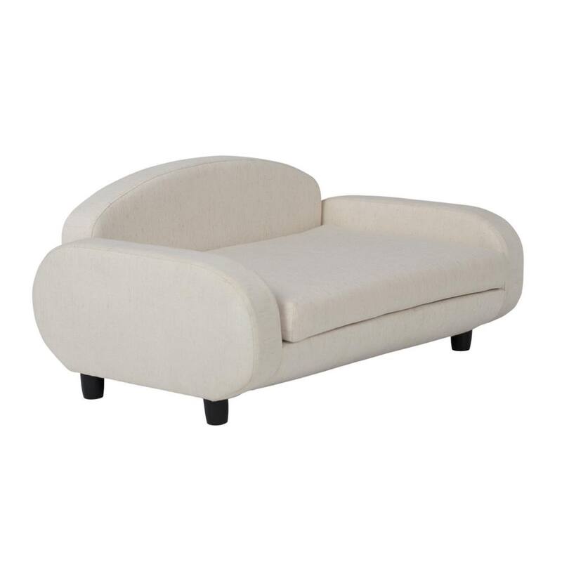 31.5 in. Modern Pet Sofa for Small to Medium Dog or Cat in White Oatmeal with Removable/Washable Mattress Bed-Paradise Island Wear