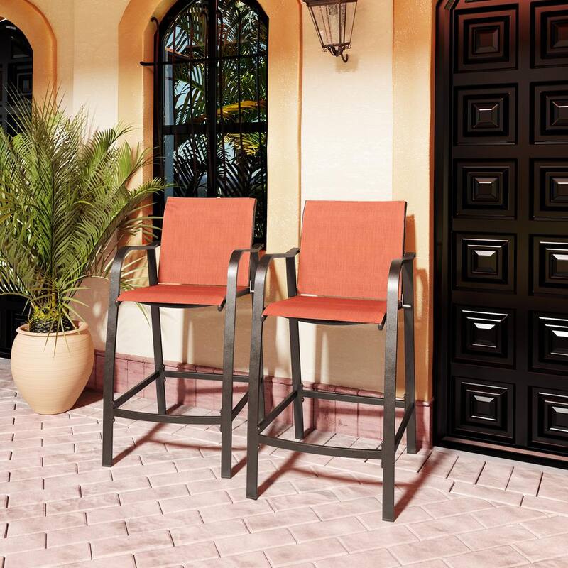 Aluminum Outdoor Bar Stool in Orange (2-Pack)-Paradise Island Wear