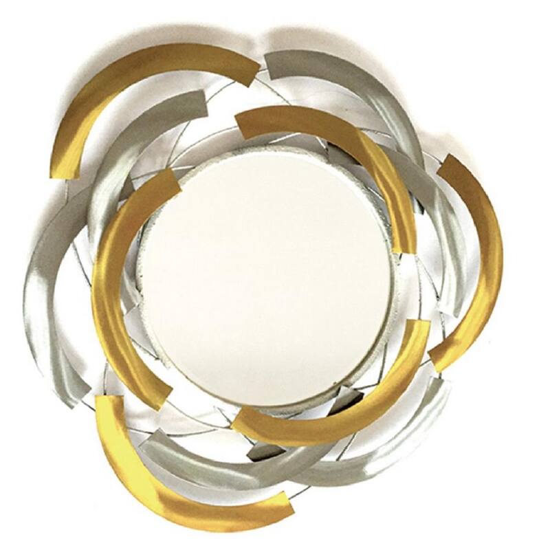 35 in. x 35 in. Modern Round Gold and Silver Framed Metal Accent Mirror-Paradise Island Wear