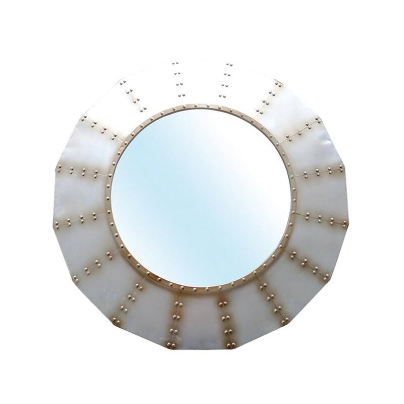 36 in. x 36 in. Bolt Modern Round -Colored Silver Gold Metal Framed Accent Mirror-Paradise Island Wear