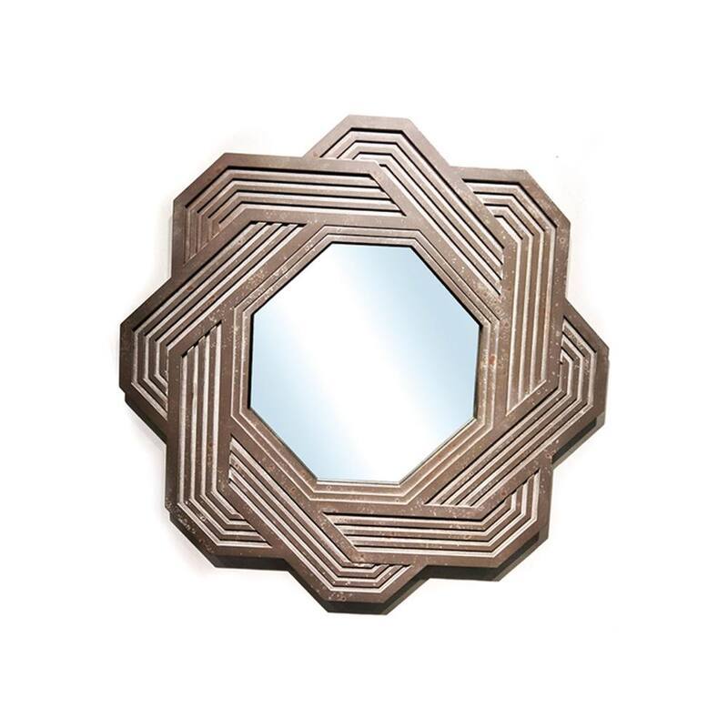 Medium Irregular Antiqued Antiqued Art Deco Mirror (32.3 in. H x 32.3 in. W)-Paradise Island Wear