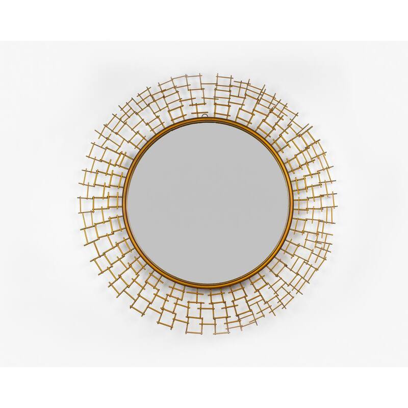 30 in. x 30 in. Modern Around Metal Framed Gold Accent Mirror-Paradise Island Wear