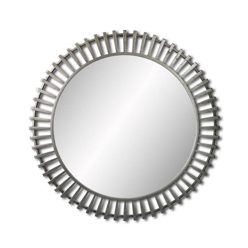 35.4 in. H x 35.4 in. W Medium Round Rustic Silver Hooks Modern Mirror-Paradise Island Wear