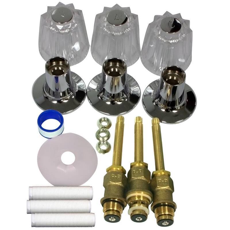 S10-220 Windsor 3-Handle Valve Rebuild Kit with Acrylic Handles for Tub and Shower Faucets-Paradise Island Wear
