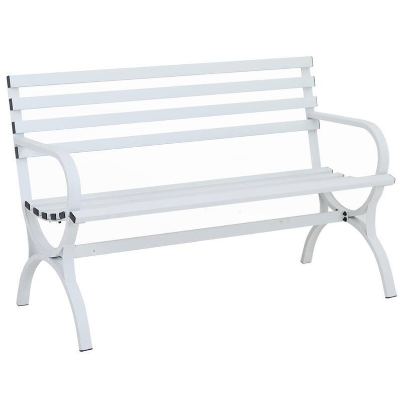 48 in. Modern Slatted Metal Patio Garden Bench-Paradise Island Wear