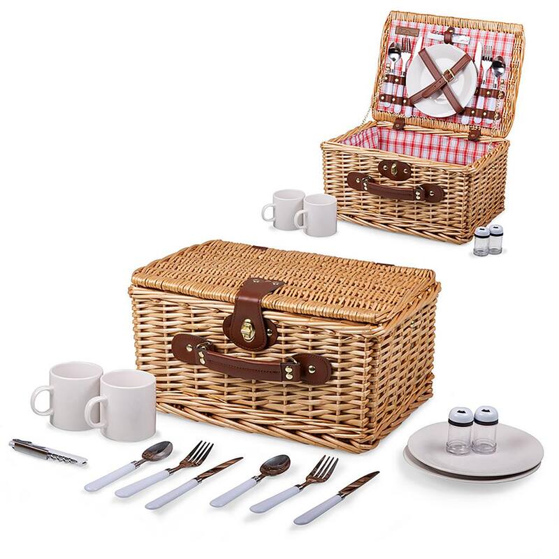 Red & Wood Picnic Basket-Paradise Island Wear