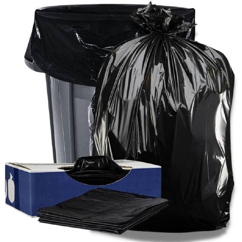 38 in. W x 58 in. H 55 Gal. - 60 Gal. 3.0 mil Black Gusset Seal Contractor Bags (50-Case)-Paradise Island Wear