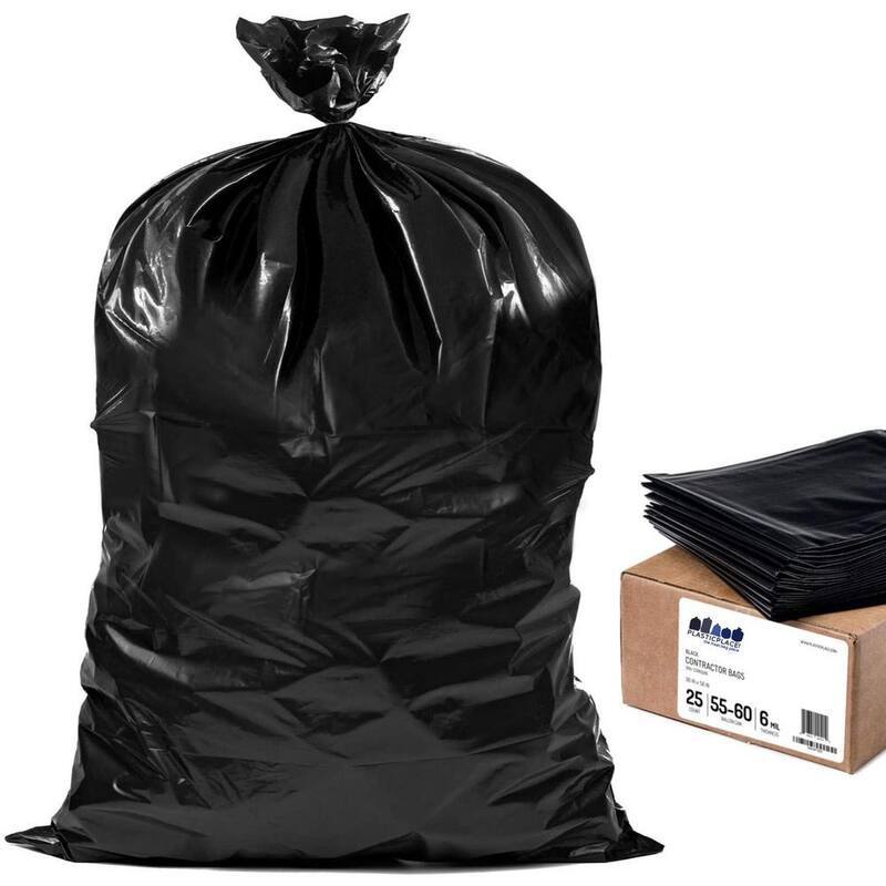 36 in. W x 58 in. H 55 Gal. - 60 Gal. 6.0 mil Black Gusset Seal Contractor Bags(20-Case)-Paradise Island Wear