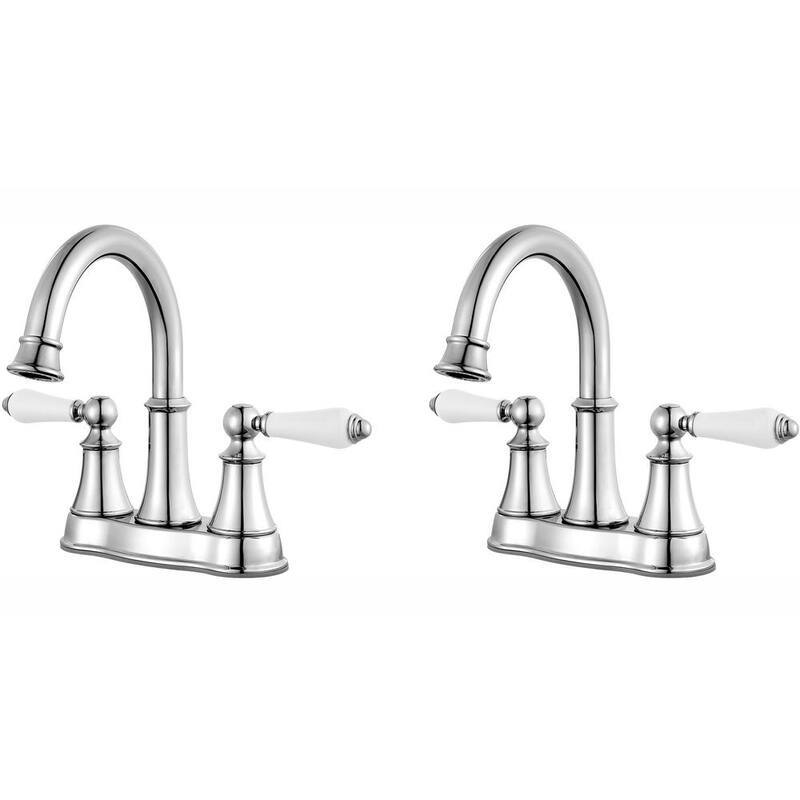 4 in. 2-Handle Bathroom Faucet in Polished Chrome with Handles (2-Pack Combo)-Paradise Island Wear