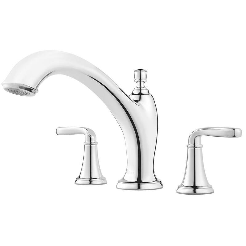 2-Handle Deck-Mount Roman Tub Faucet Trim Kit in Polished Chrome (Valve Not Included)-Paradise Island Wear
