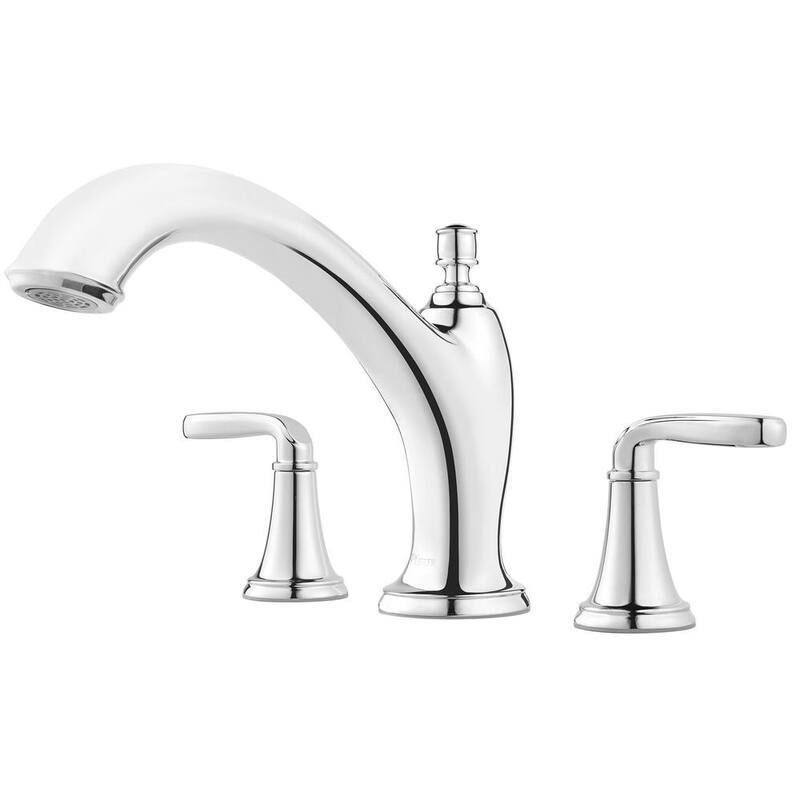 2-Handle Deck-Mount Roman Tub Faucet Trim Kit in Polished Chrome (Valve Not Included)-Paradise Island Wear