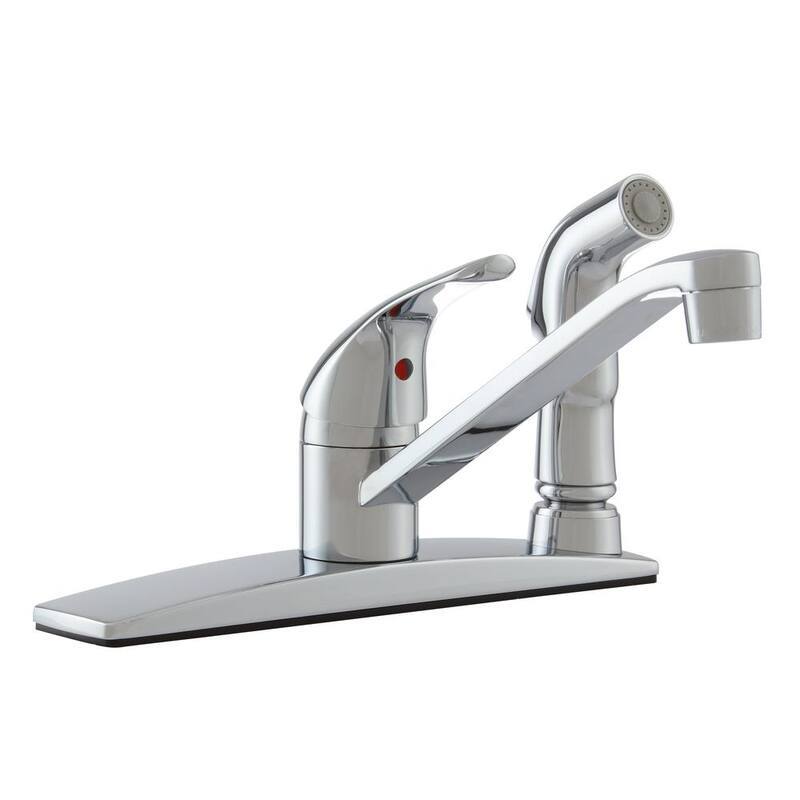 Pfirst Series Single-Handle 3-Hole Installation Standard Kitchen Faucet with Side Sprayer in Polished Chrome-Paradise Island Wear