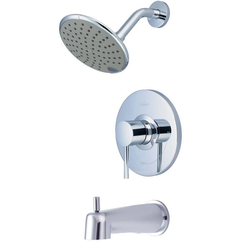 1-Handle Wall Mount Tub and Shower Faucet Trim Kit with Rain Showerhead in Polished Chrome (Valve not Included)-Paradise Island Wear