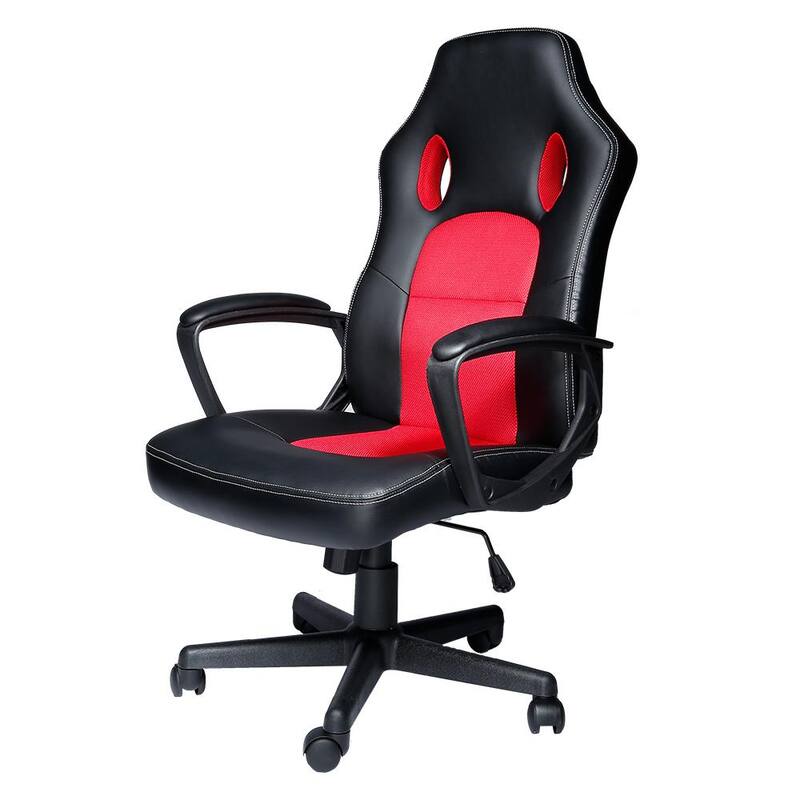 Gaming chairs for adults 26 in. Width Red Faux Leather computer chair with Nonadjustable Arms-Paradise Island Wear