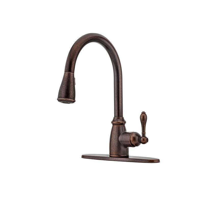 Single-Handle Pull-Down Sprayer Kitchen Faucet in Bronze-Paradise Island Wear