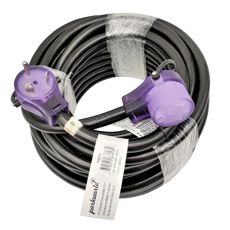 75 ft. 10/3 30 Amp 125-Volt NEMA TT-30 RV Extension Cord with Handle (NEMA TT-30P to TT-30R)-Paradise Island Wear