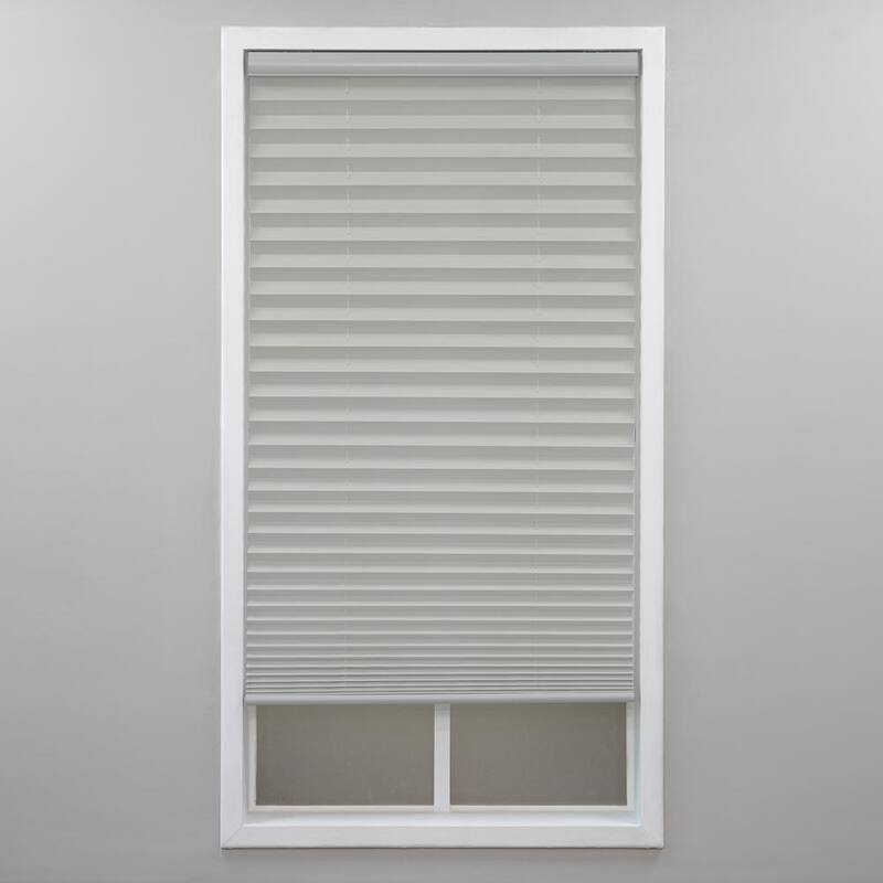 Cut-to-Width Silver Gray Cordless Light Filtering Polyester 1 in. Pleated Shade 38 in. W x 64 in. L-Paradise Island Wear