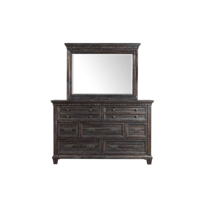 Steele 7-Drawer Smokey Gray Oak Dresser with Mirror-Paradise Island Wear