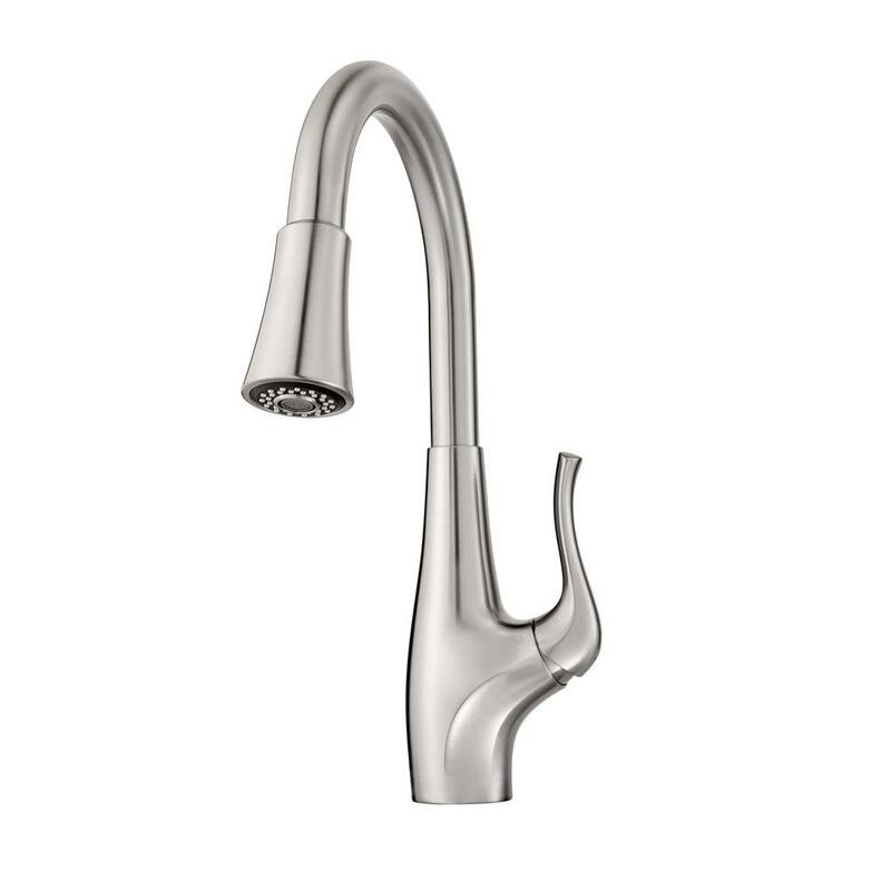Clarify Single-Handle Pull-Down Sprayer Kitchen Faucet with GE Filtration System in Stainless Steel-Paradise Island Wear