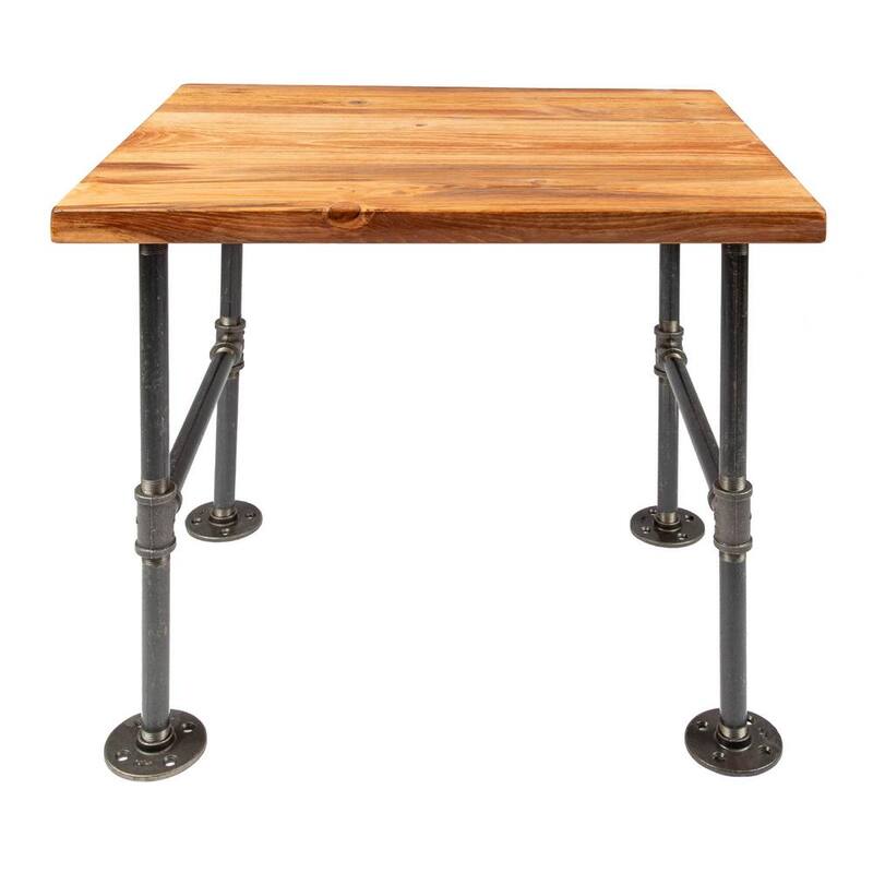 22 in. x 18 in. x 20.88 in. Sunset Cedar Stain Wood End Table with Industrial Pipe Legs-Paradise Island Wear