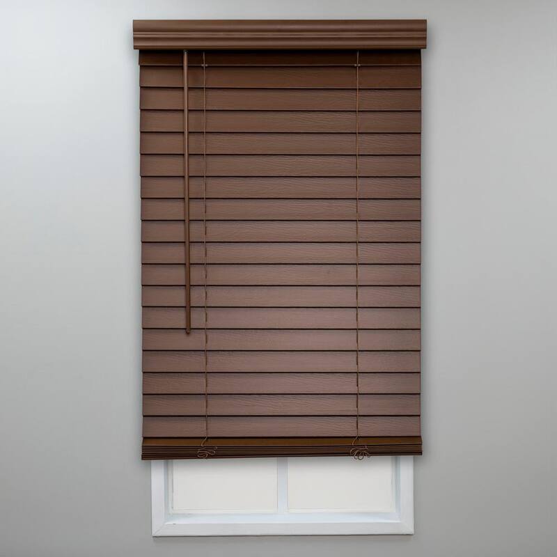Dark Oak Cordless Room Darkening Faux Wood Blinds with 2 in. Slats - 36.75 in. W x 48 in. L-Paradise Island Wear