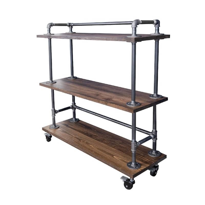 Bar Cart Kit with 3-Solid Wood Shelves and Industrial Pipe-Paradise Island Wear