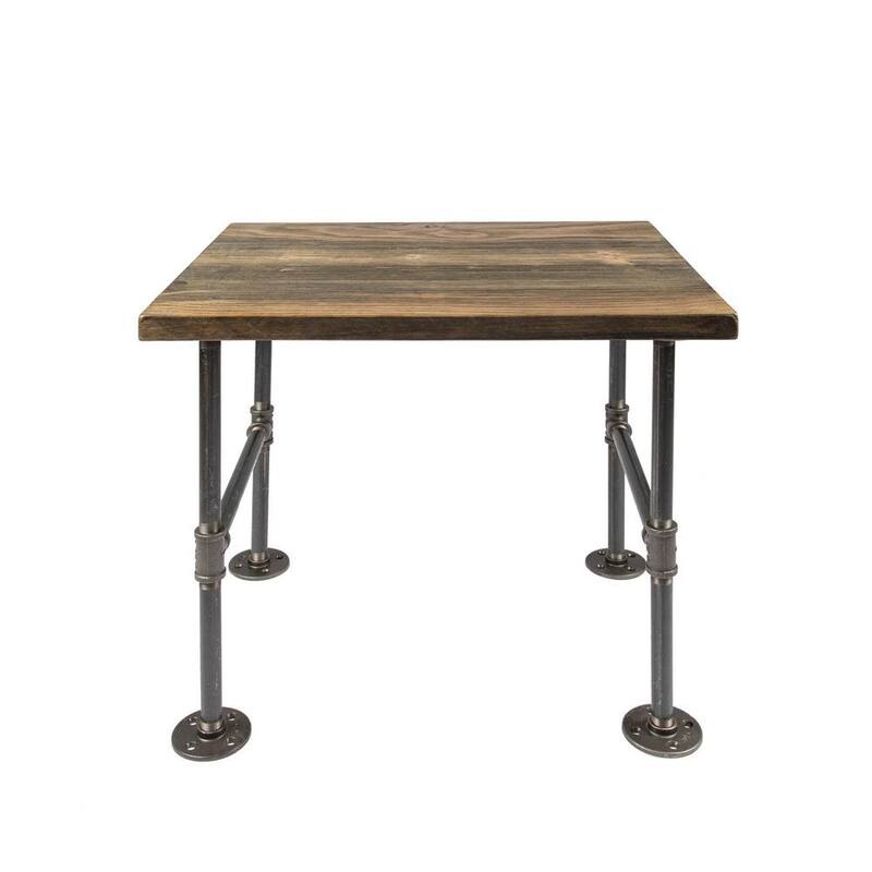 22 in. x 18 in. x 20.88 in. Wood End Table with Industrial Pipe Legs-Paradise Island Wear