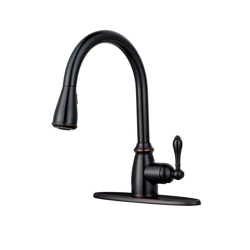 Single-Handle Pull-Down Sprayer Kitchen Faucet in Tuscan Bronze-Paradise Island Wear