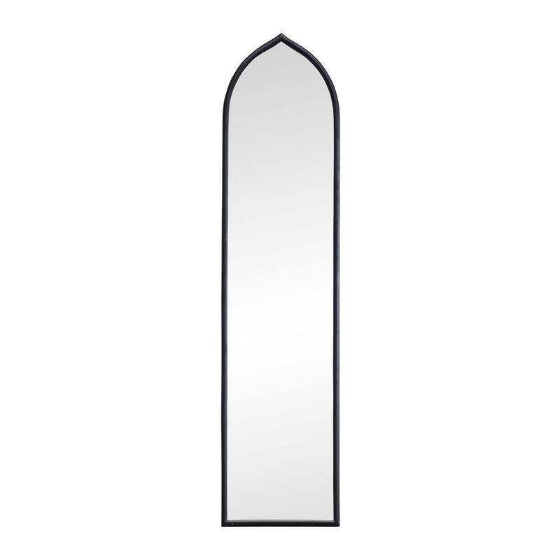 12.25 in. H x 50 in. W Modern Arched Black Metal Framed Decorative Mirror-Paradise Island Wear