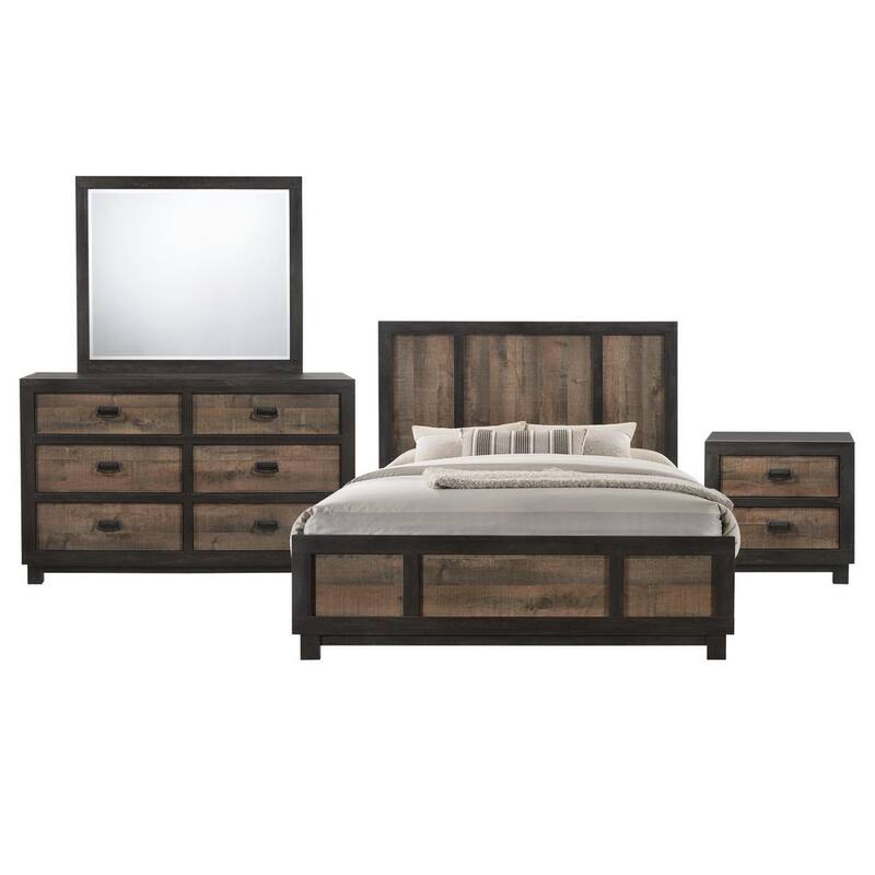 4-Piece Walnut King Panel Bedroom Set-Paradise Island Wear