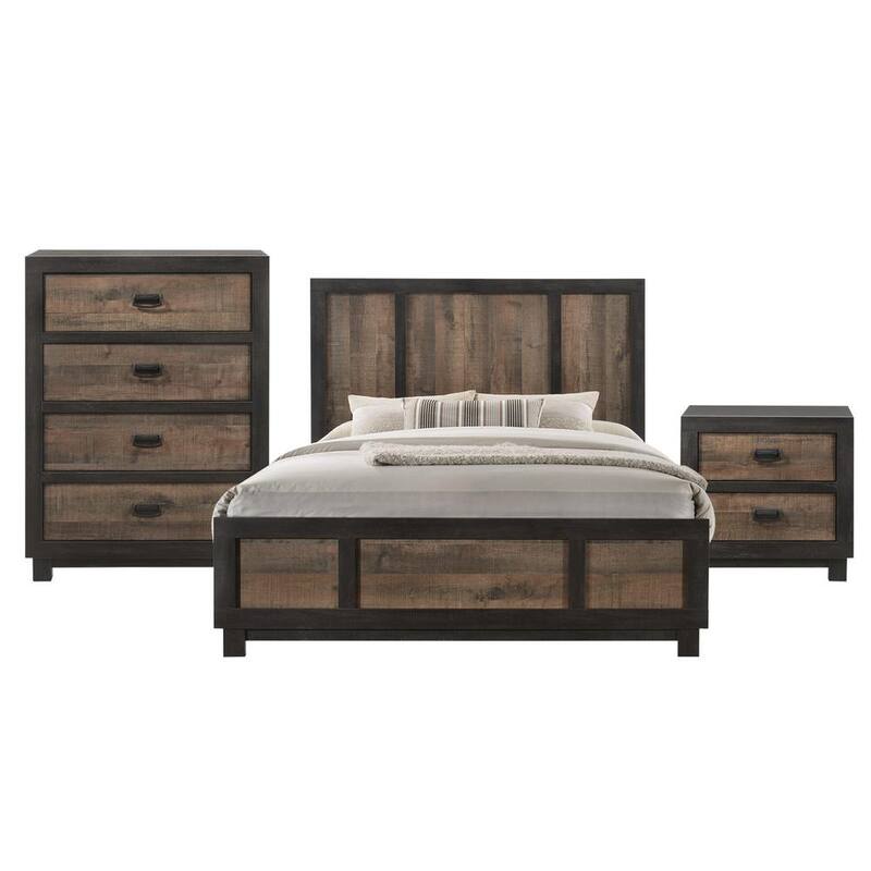 3-Piece Walnut Queen Panel Bedroom Set-Paradise Island Wear