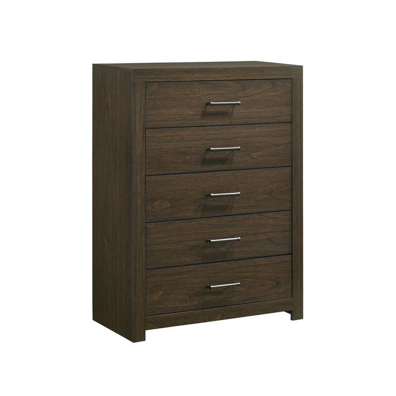 48 in. H x 35 in. W x 16 in. D 5-Drawer Chest in Walnut-Paradise Island Wear