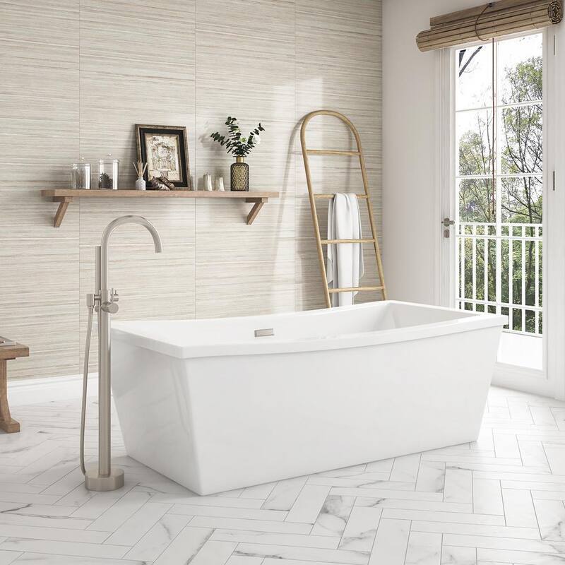 70 in. Acrylic Double Slipper Flatbottom Non-Whirlpool Center Drain Bathtub in-Paradise Island Wear