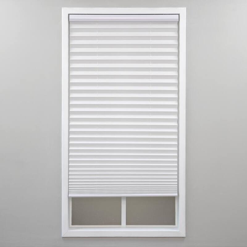 Cut-to-Width White Cordless Light Filtering Polyester 1 in. Pleated Shade 44.5 in. W x 72 in. L-Paradise Island Wear