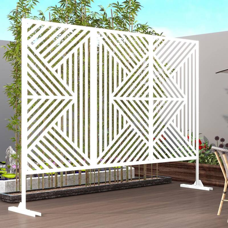 White 3-Panel Outdoor/Indoor Room Divider Privacy Screen-Paradise Island Wear