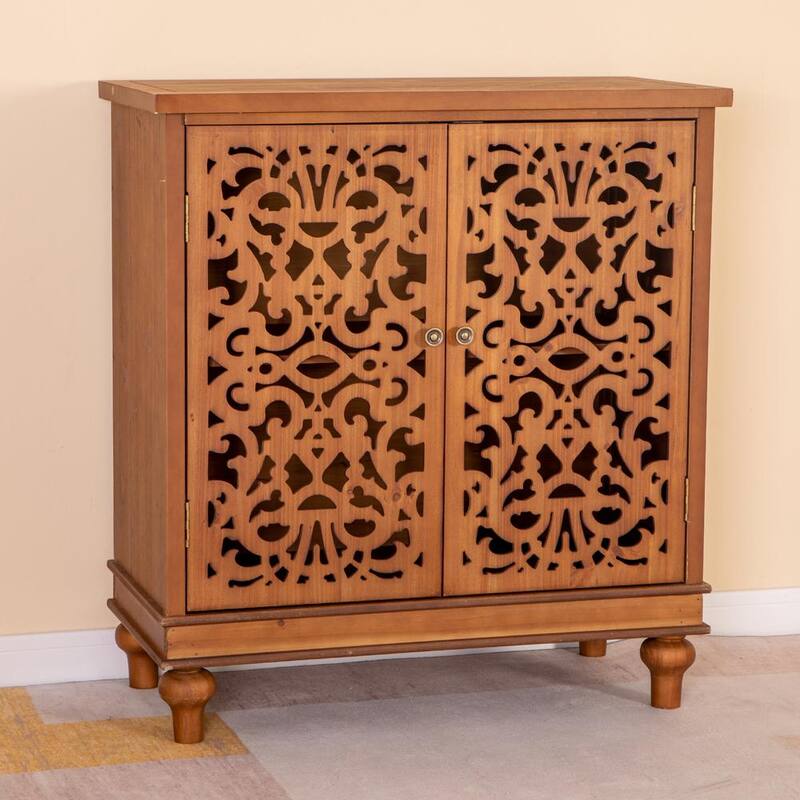 Wood Hollow-Carved Cabinet with 2-Door-Paradise Island Wear