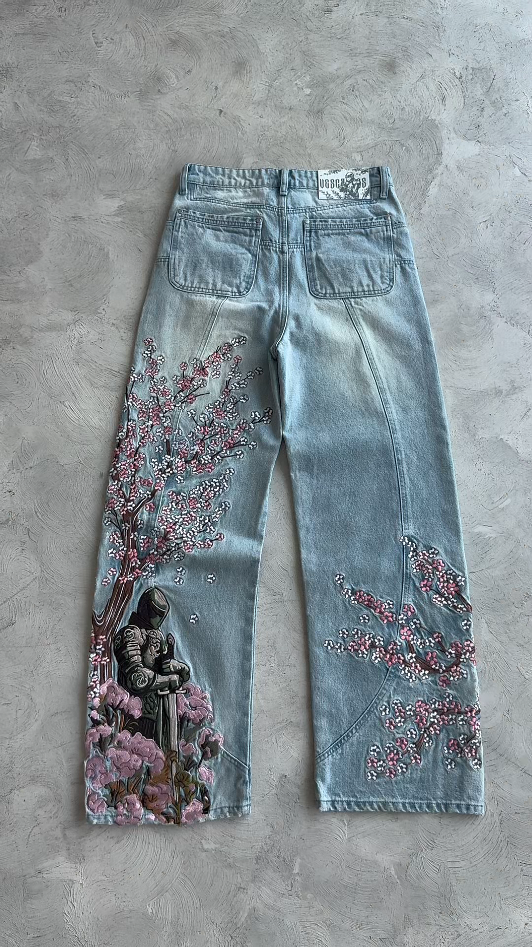 KNIGHT AND BLOSSOM EMBROIDERY DENIM