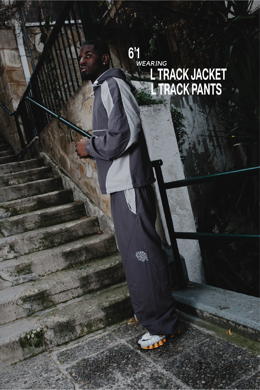 Nylon Track Pants (Grey / Grey)