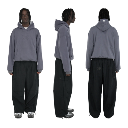 Reversible Logo Hood (Dusty Blue)