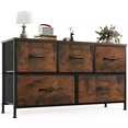 Aidoly 5-Drawer Dresser with Wooden Top, Adjustable Feet, Sturdy Metal Frame Dressers for Bedroom, Living Room, Rust