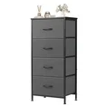 Aidoly Dresser, 4 Storage Drawers, Anti-Tip Fabric Closet Chests Organizer Tower Furniture with Wooden Top, Metal Frame, Grey