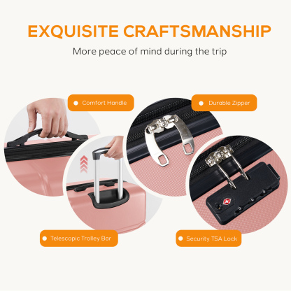 20 Inch Luggage, Hard Shell with Spinner Wheels, TSA Lock, Black