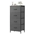 Aidoly Dresser, 4 Storage Drawers, Anti-Tip Fabric Closet Chests Organizer Tower Furniture with Wooden Top, Metal Frame, Grey
