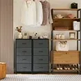 Aidoly Dresser, 4 Storage Drawers, Anti-Tip Fabric Closet Chests Organizer Tower Furniture with Wooden Top, Metal Frame, Grey