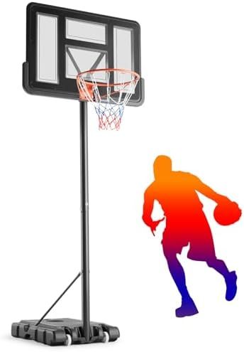 Basketball Hoop Outdoor 4.2-10ft Adjustable Portable Basketball Goal for Kids Youth Adults in Backyard, Driveway, 44 Inch Shatterproof Backboard