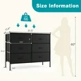 Aidoly Bedroom Dresser, 6 Storage Drawers, Anti-Tip Wide Fabric Closet Chests Organizer Tower Furniture with Wooden Top Metal Frame for Living Room, Hallway, Entryway, Black