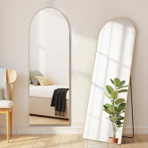 Mirror Full Length, Upgraded 16"x59" Body Wall Mirrors with Shatter-Proof Glass, Floor Standing, Hanging or Leaning, Tall Mirror with Stand Aluminum Alloy Frame for Bedroom Cloakroom