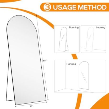 Mirror Full Length, Upgraded 16"x59" Body Wall Mirrors with Shatter-Proof Glass, Floor Standing, Hanging or Leaning, Tall Mirror with Stand Aluminum Alloy Frame for Bedroom Cloakroom